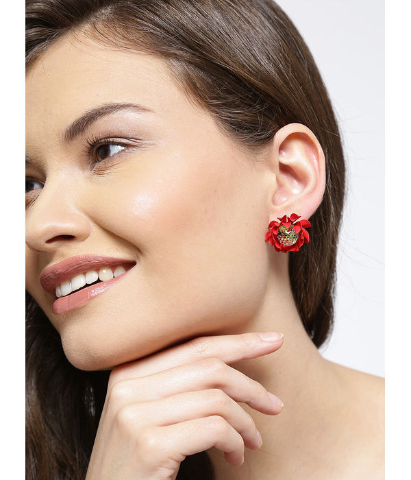 YouBella Jewellery Combo of 4 Floral Stud Earrings for Girls and Women (Multi) (YBEAR_33353)